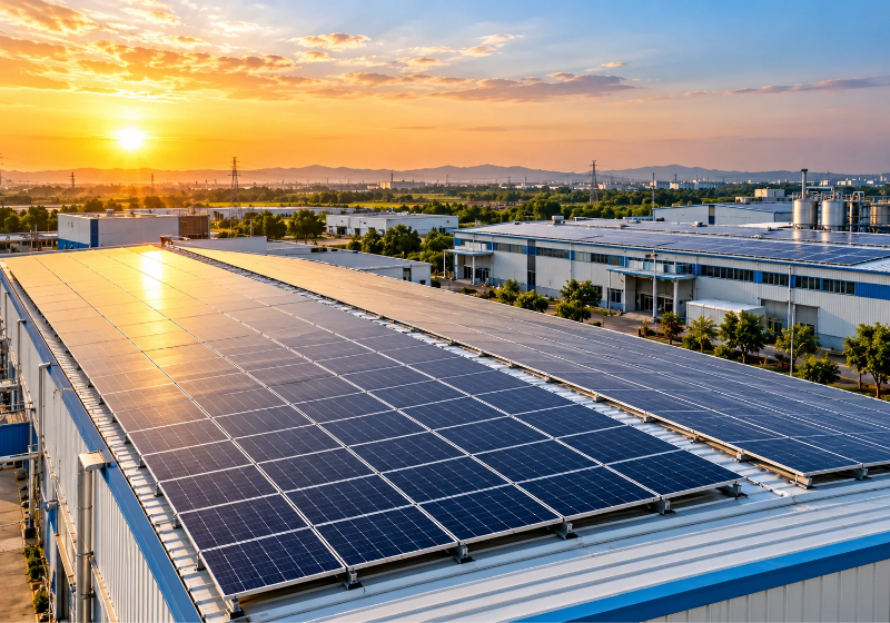 Industrial facility with solar roof installation